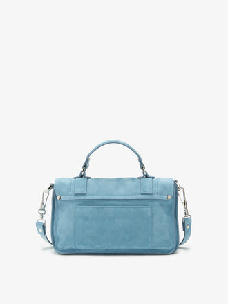 Proenza Schouler Back Still Life Image of PS1 Tiny Bag in Soft Suede in Sky