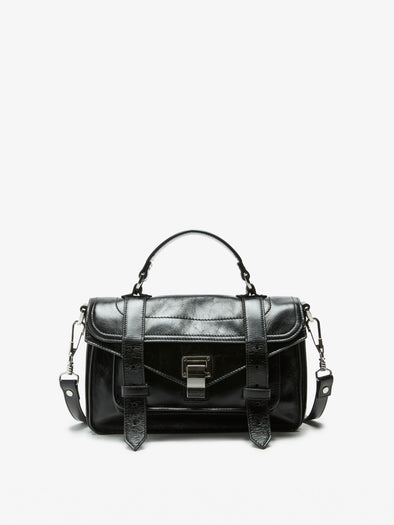 Proenza Schouler Front Still Life Image of PS1 Tiny Bag in Black