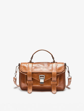 Proenza Schouler Front Still Life Image of PS1 Tiny Bag in Cuoio