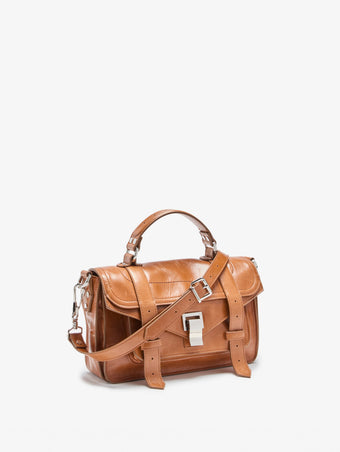 Proenza Schouler Side Still Life Image of PS1 Tiny Bag in Cuoio