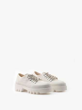 Proenza Schouler front 3/4 image of Fabri Lugsole Shoe in natural