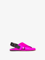 Side image of Square Crossover Sandals in FUSCHIA