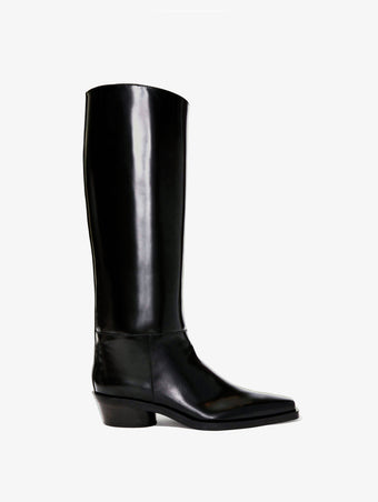 Proenza Schouler side image of Bronco Knee High Boots in Spazzolato Leather in black