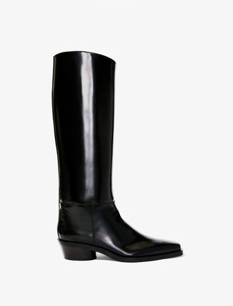 Proenza Schouler side image of Bronco Knee High Boots in Spazzolato Leather in black