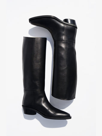 Proenza Schouler aerial image of pai of Bronco Knee High Boots in black