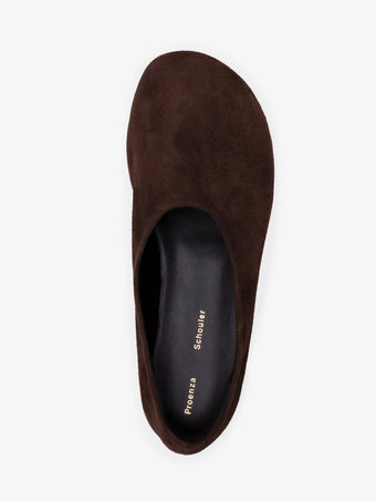 Proenza Schouler aerial image of Glove Slippers in espresso