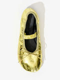 Aerial image of Glove Ballet Flats in Crinkled Metallic in GOLD