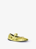 3/4 Front image of Glove Ballet Flats in Crinkled Metallic in GOLD