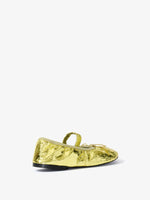 Back image of Glove Ballet Flats in Crinkled Metallic in GOLD