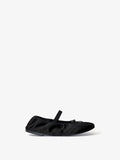 Side image of Glove Mary Jane Ballet Flats in Satin in BLACK