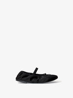 Side image of Glove Mary Jane Ballet Flats in Satin in BLACK