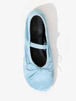 Aerial image of Glove Mary Jane Ballet Flats in Satin in PALE BLUE