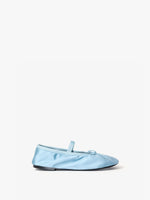 Side image of Glove Mary Jane Ballet Flats in Satin in PALE BLUE