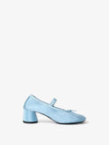 Side image of Glove Mary Jane Ballet Pumps in Satin in PALE BLUE