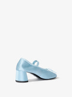Back image of Glove Mary Jane Ballet Pumps in Satin in PALE BLUE