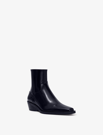 Proenza Schouler front 3/4 image of Bronco Ankle Boots in black