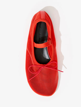 Aerial image of Glove Mary Jane Ballet Flats in Mesh in RED
