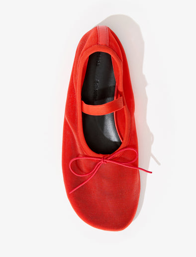 Aerial image of Glove Mary Jane Ballet Flats in Mesh in RED