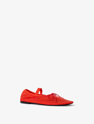 3/4 Front image of Glove Mary Jane Ballet Flats in Mesh in RED