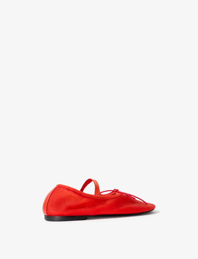 Back image of Glove Mary Jane Ballet Flats in Mesh in RED
