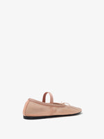 Back image of Glove Mary Jane Ballet Flats in Satin in NUDE