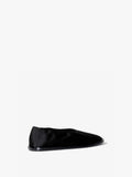 Back 3/4 image of the Soft Square Slippers in satin black