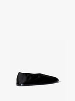 Back 3/4 image of the Soft Square Slippers in satin black