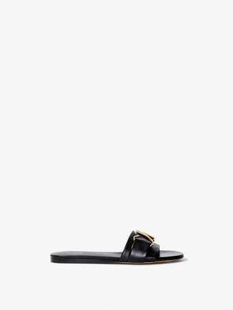 Side image of Monogram Slide Sandals in BLACK