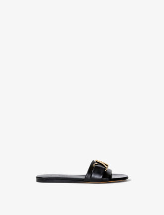 Side image of Monogram Slide Sandals in BLACK