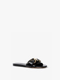 3/4 Front image of Monogram Slide Sandals in BLACK