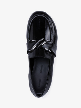 Proenza Schouler aerial image of Monogram Loafers in Eel in BLACK
