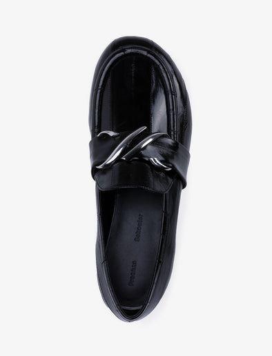 Proenza Schouler aerial image of Monogram Loafers in Eel in BLACK