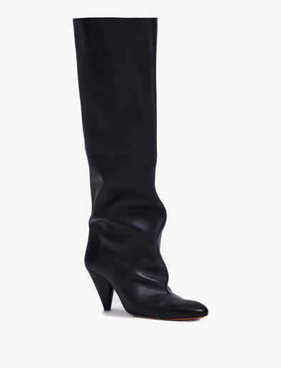 Front image of Cone Knee High Boots in BLACK