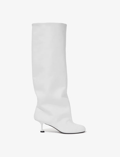 Front image of Tee Knee High Boots in white