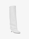 Front 3/4 image of Tee Knee High Boots in white
