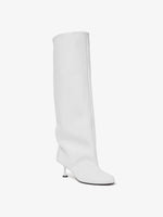 Front 3/4 image of Tee Knee High Boots in white