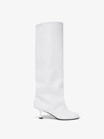 Front image of TEE KNEE HIGH BOOTS in WHITE