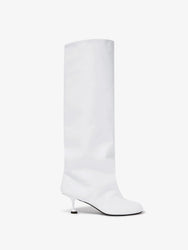 Front image of TEE KNEE HIGH BOOTS in WHITE