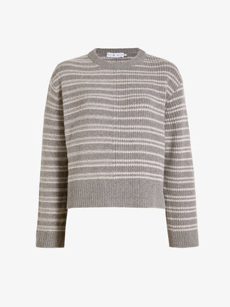 Proenza Schouler Still Life image of Pandora Sweater in Wool Stripe in Coal Grey