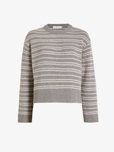 Proenza Schouler Still Life image of Pandora Sweater in Wool Stripe in Coal Grey