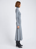Proenza Schouler Side full length image of model wearing Phyllis Turtleneck in Geo Knits in Slate