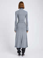 Proenza Schouler Back full length image of model wearing Stina Skirt in Geo Knits in Slate