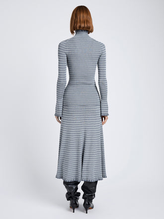 Proenza Schouler Back full length image of model wearing Stina Skirt in Geo Knits in Slate