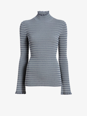 Proenza Schouler Still Life image of Phyllis Turtleneck in Geo Knits in Slate