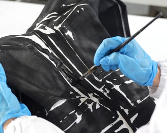 Image of Ellsworth Jean in black multi being hand garment printed