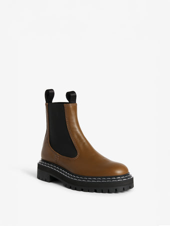 Proenza Schouler Front 3/4 image of Lug Sole Chelsea Boots in khaki
