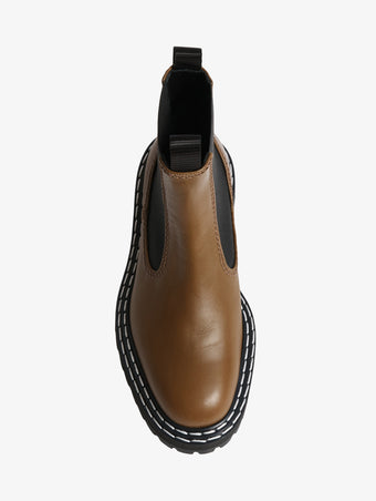 Proenza Schouler Aerial image of Lug Sole Chelsea Boots in khaki