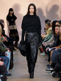 Runway image of model in Nappa Leather Skirt in Black