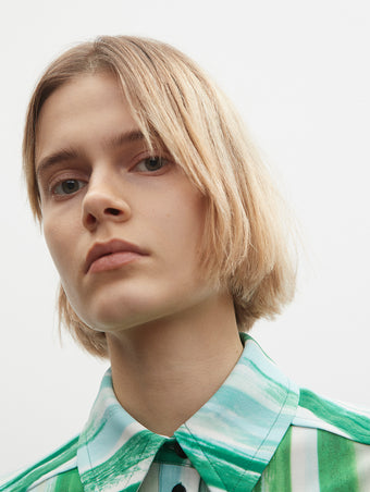 PF23 Collection Look 24: Painted Stripe Matte Jersey Shirt
