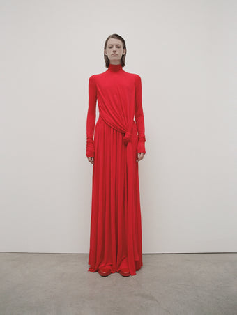 PS24 Look 18 - Red Meret Dress and Red Bronco Ankle Boots